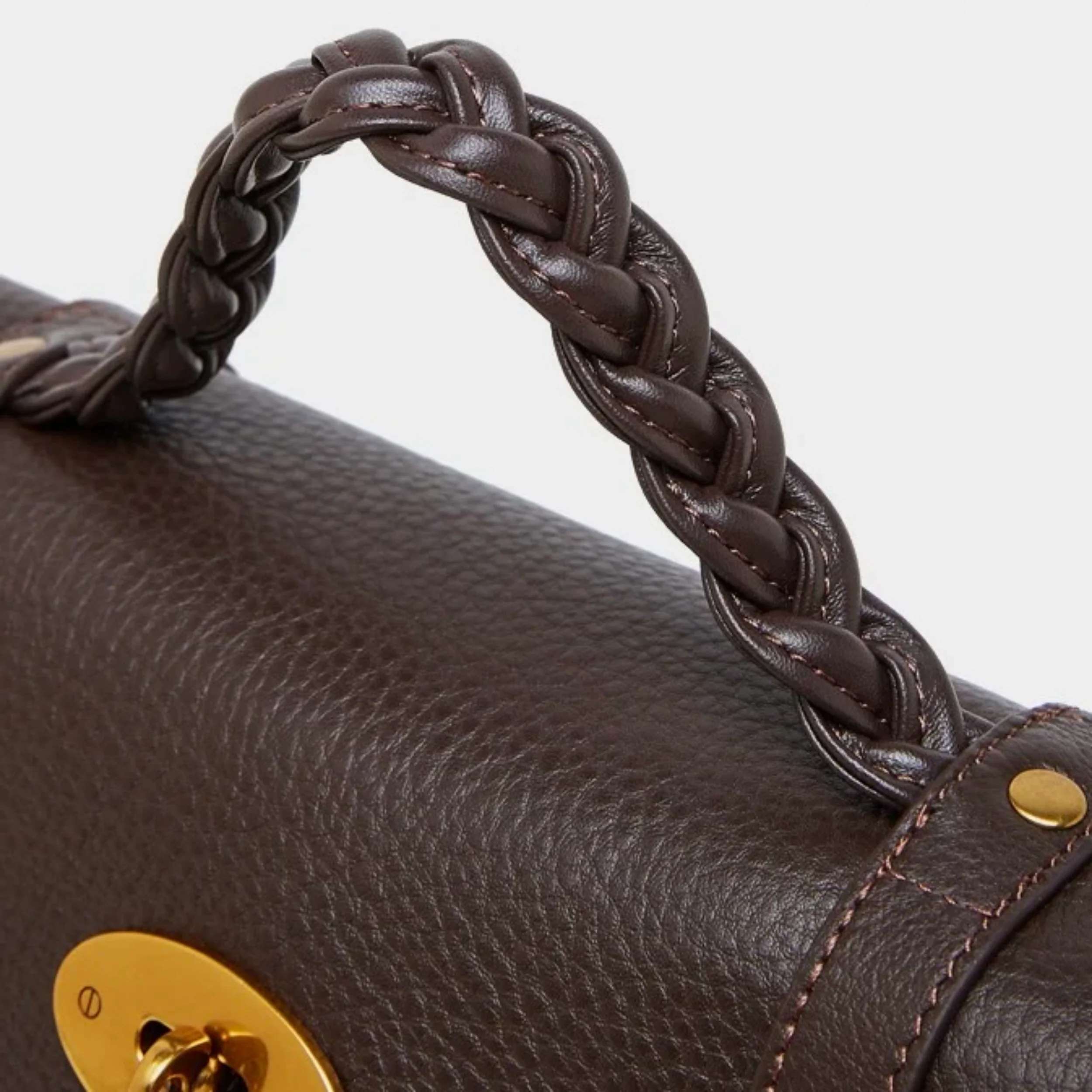 Solévia Geniune Leather Satchel with Braided Handle - Image 9