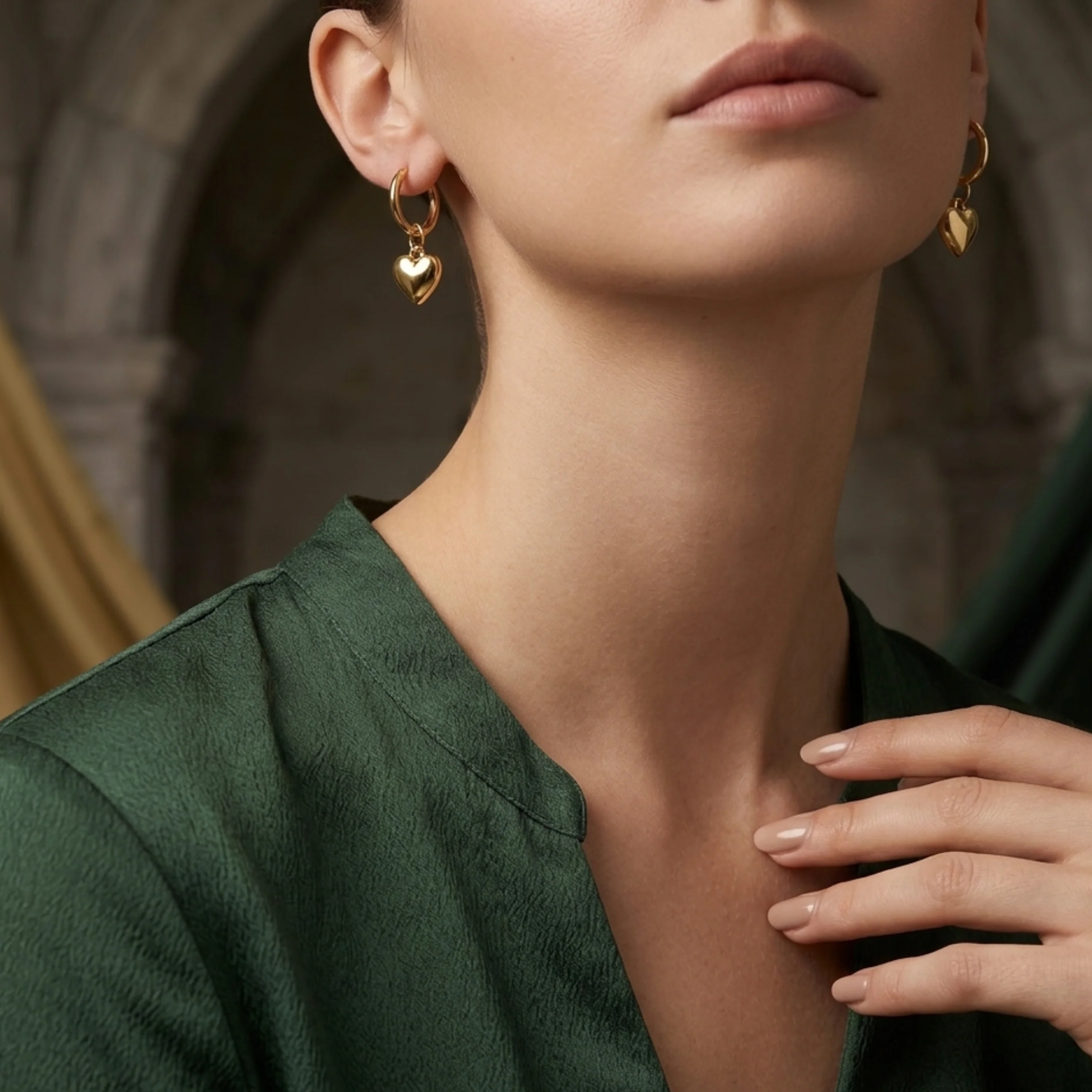 Sorelle Heart Accent Hoop Earrings - Image 4