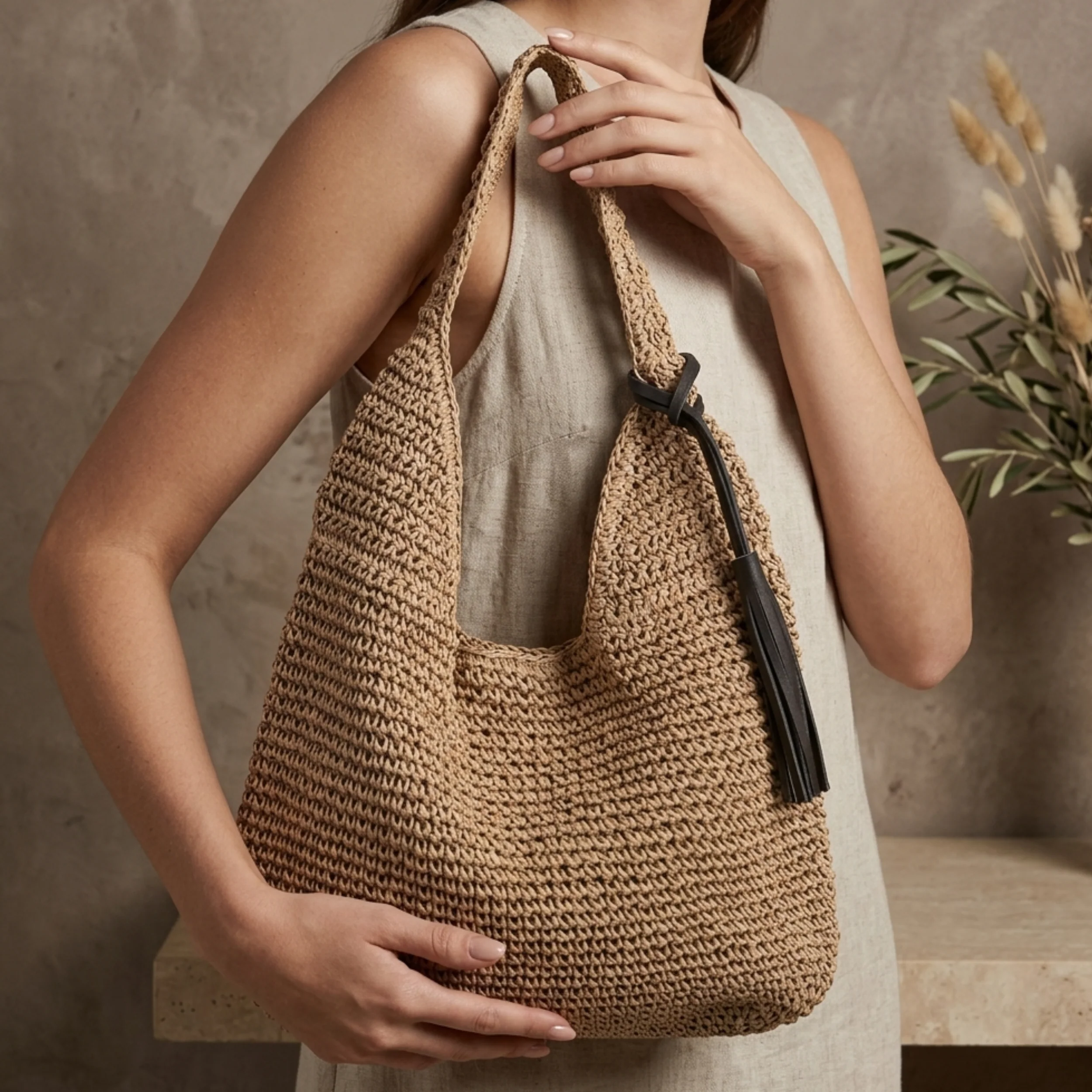 Spacious Straw Handwoven Shoulder Bag – Sustainable Bag - Image 5