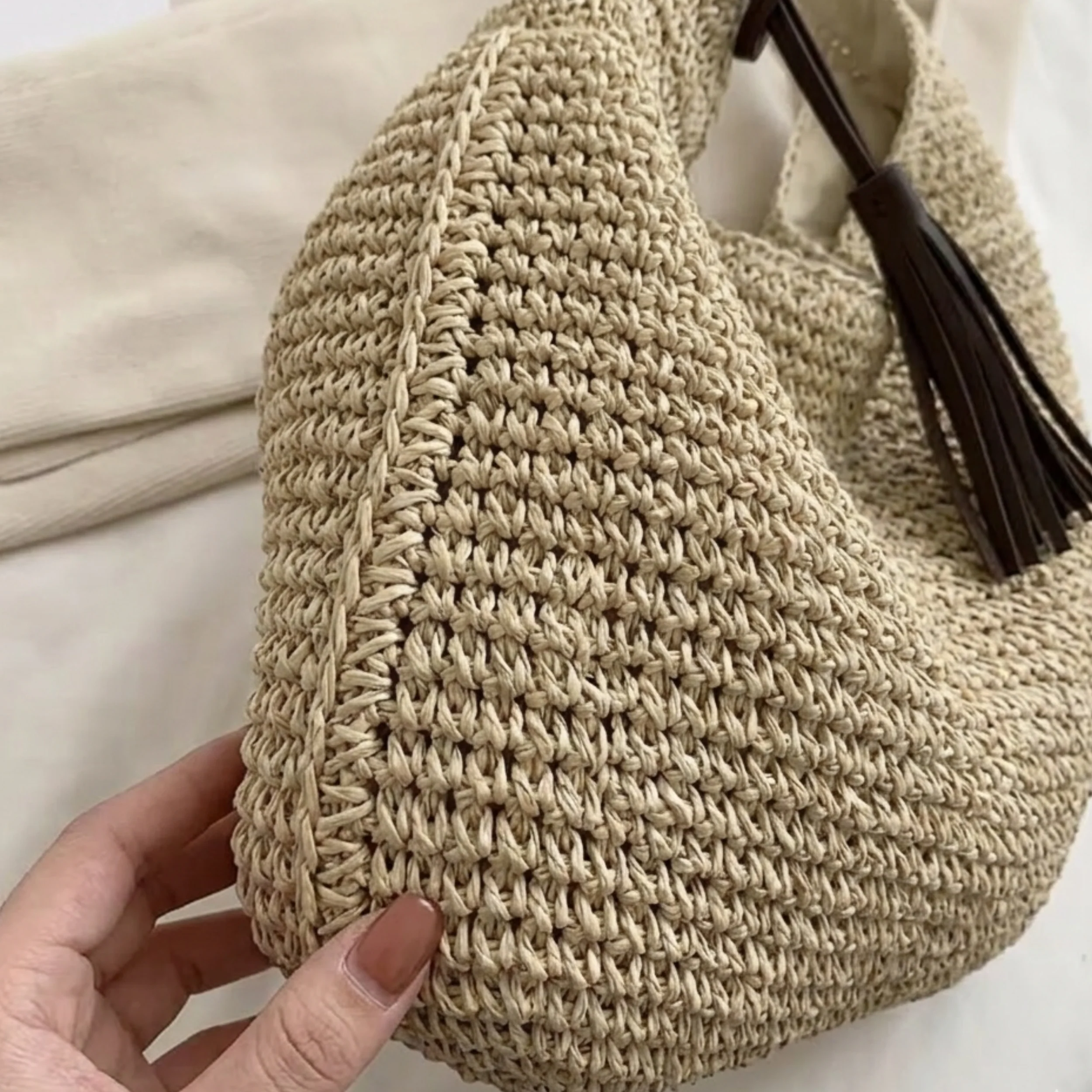 Spacious Straw Handwoven Shoulder Bag – Sustainable Bag - Image 6