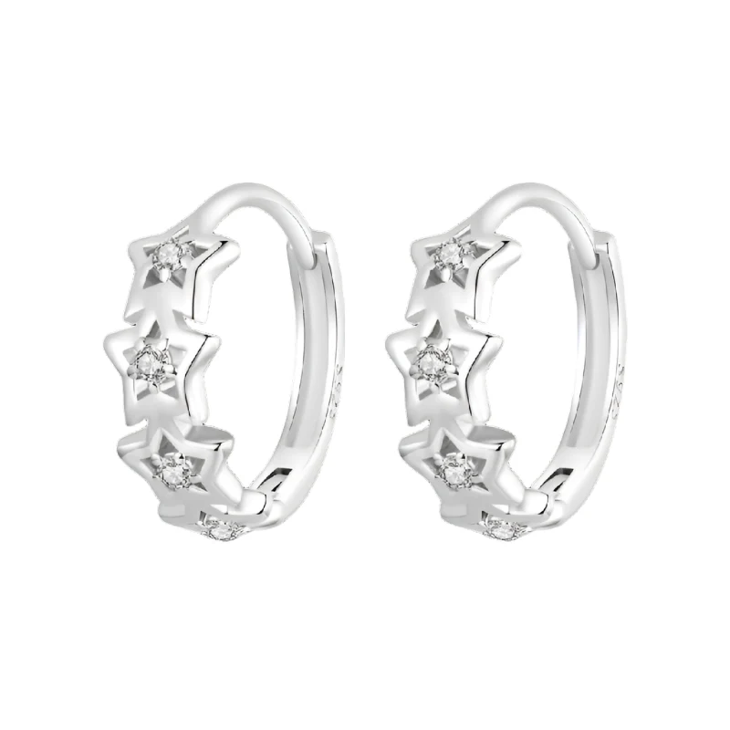 Stellar Shine Star Huggie Hoop Earrings - Image 3