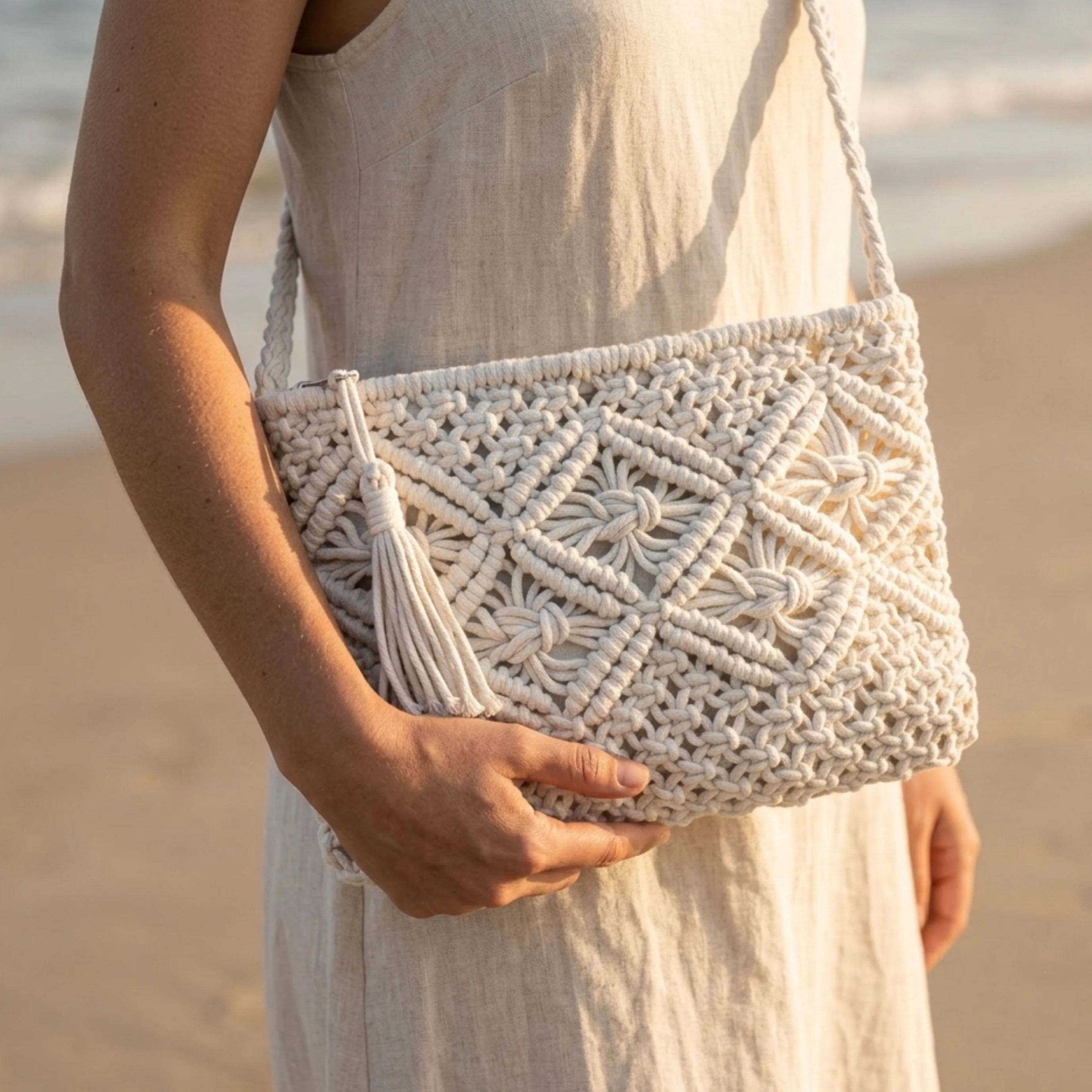 Stylish Tassel Woven Crossbody Bag - Sustainable Bag - Image 6