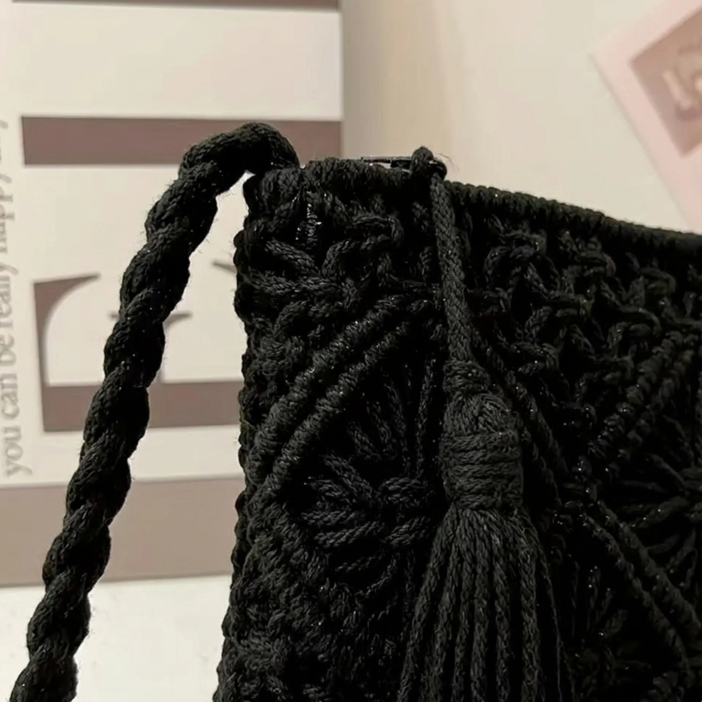 Stylish Tassel Woven Crossbody Bag - Sustainable Bag - Image 7