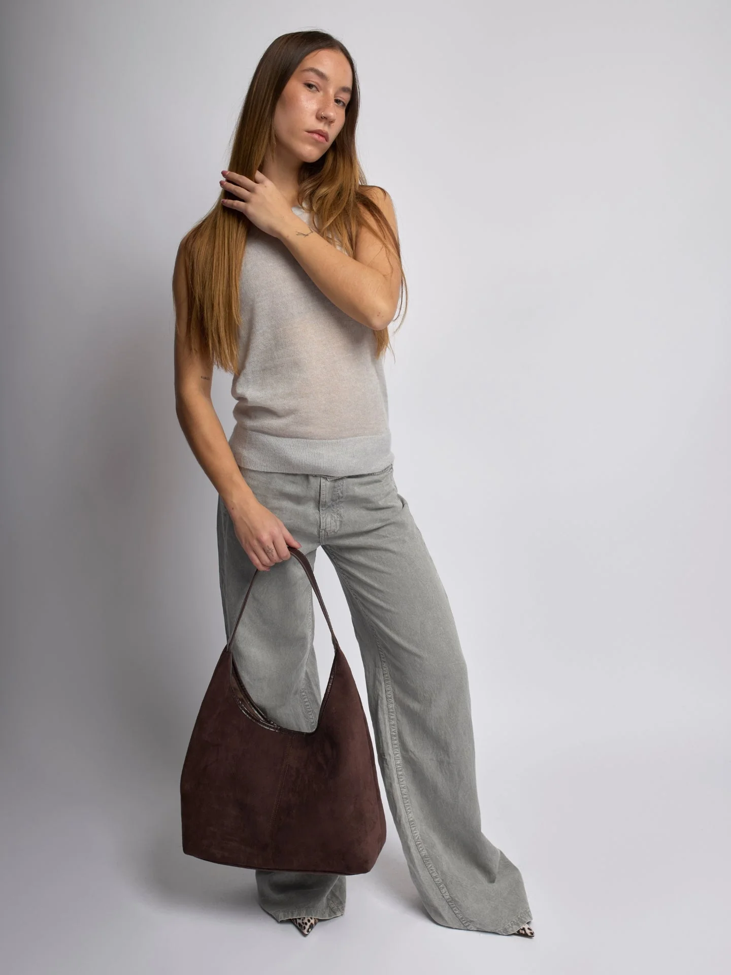 Elegant Vegan Leather Half-Moon Tote - Image 14