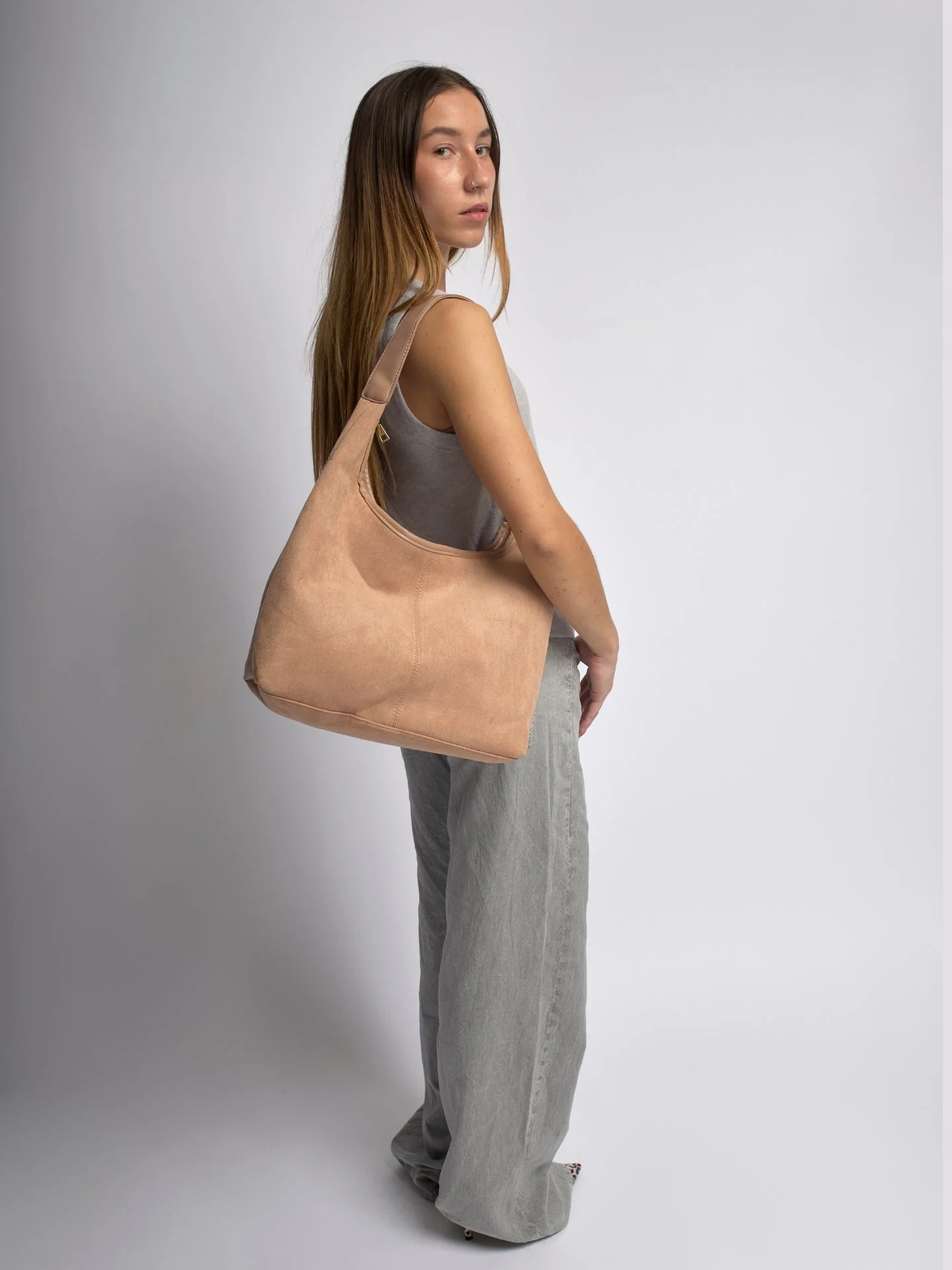 Elegant Vegan Leather Half-Moon Tote - Image 24