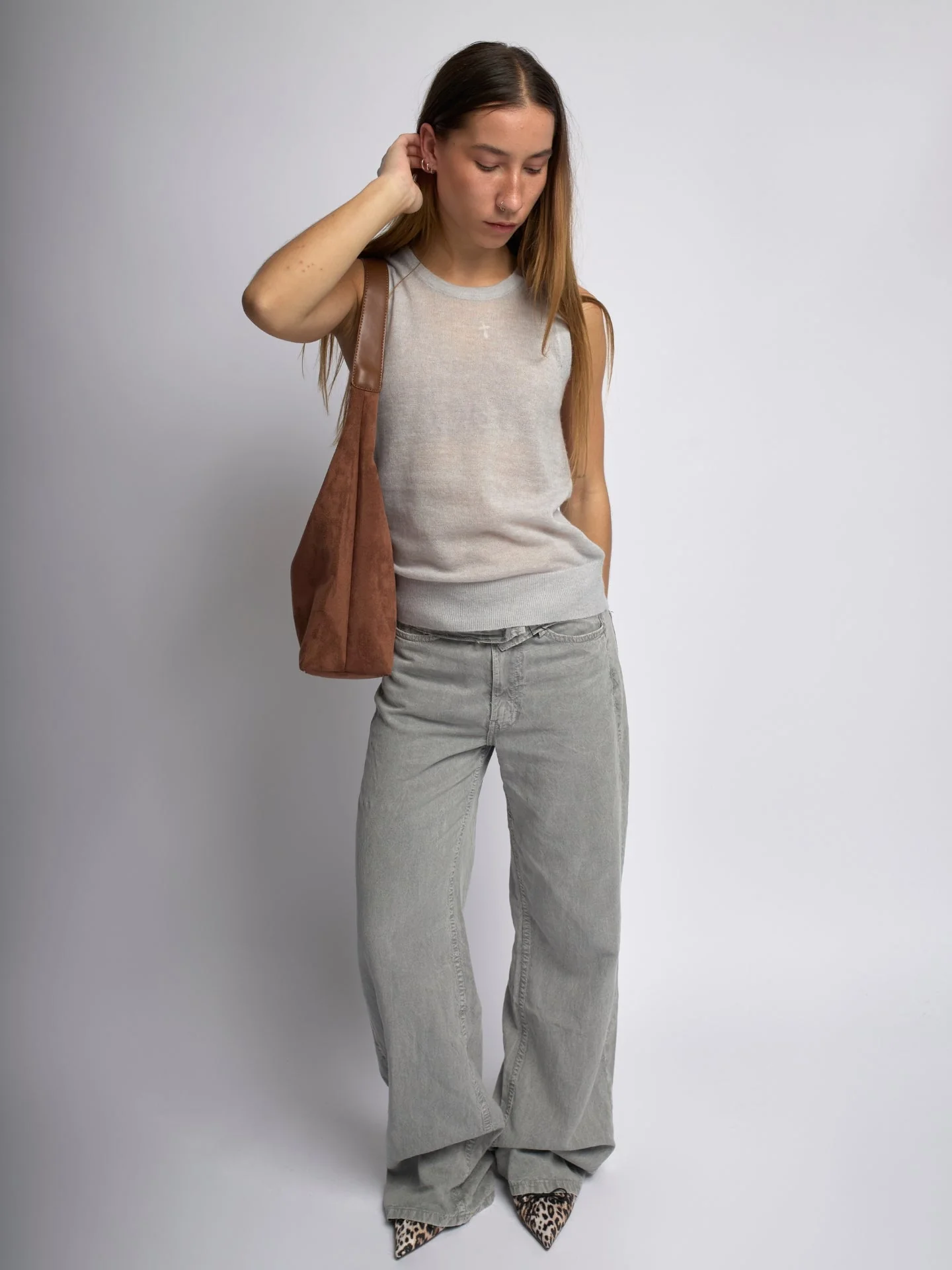 Elegant Vegan Leather Half-Moon Tote - Image 28
