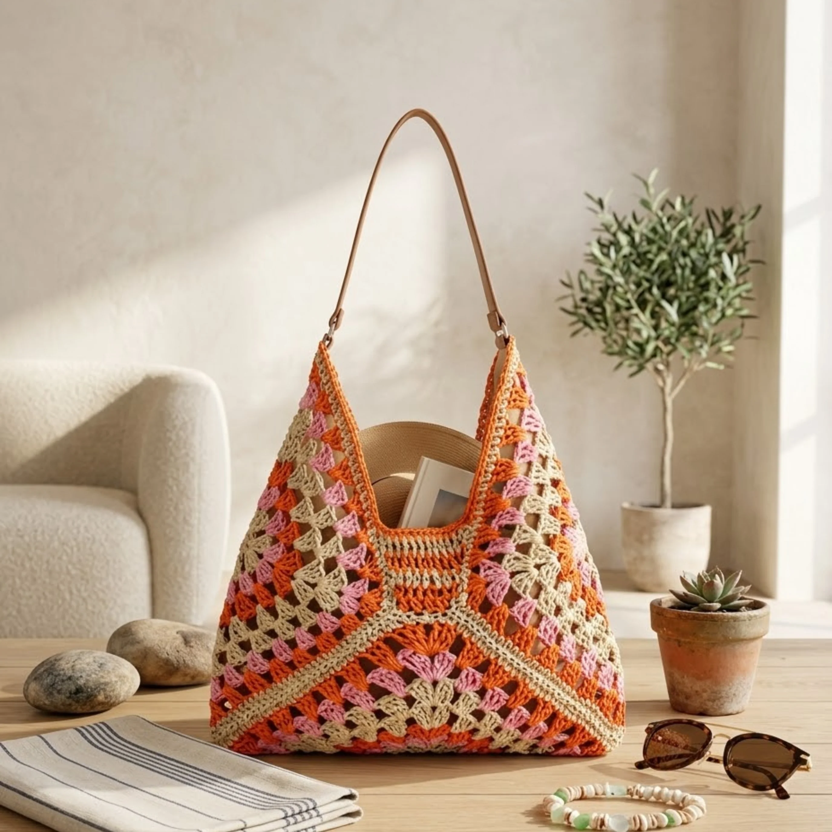 Summer Bohemian Braided Straw Tote – Sustainable Bag - Image 4