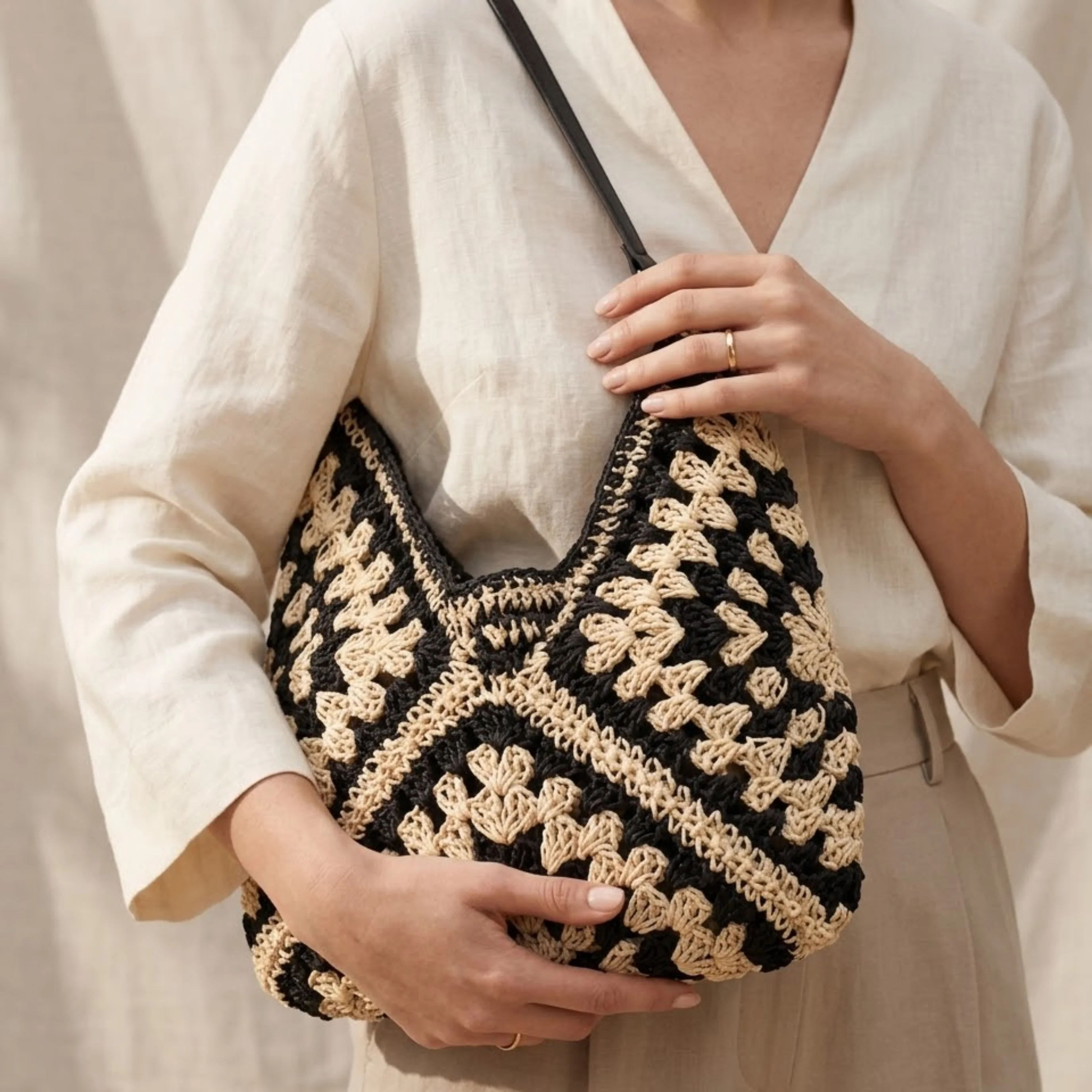 Summer Bohemian Braided Straw Tote – Sustainable Bag - Image 6