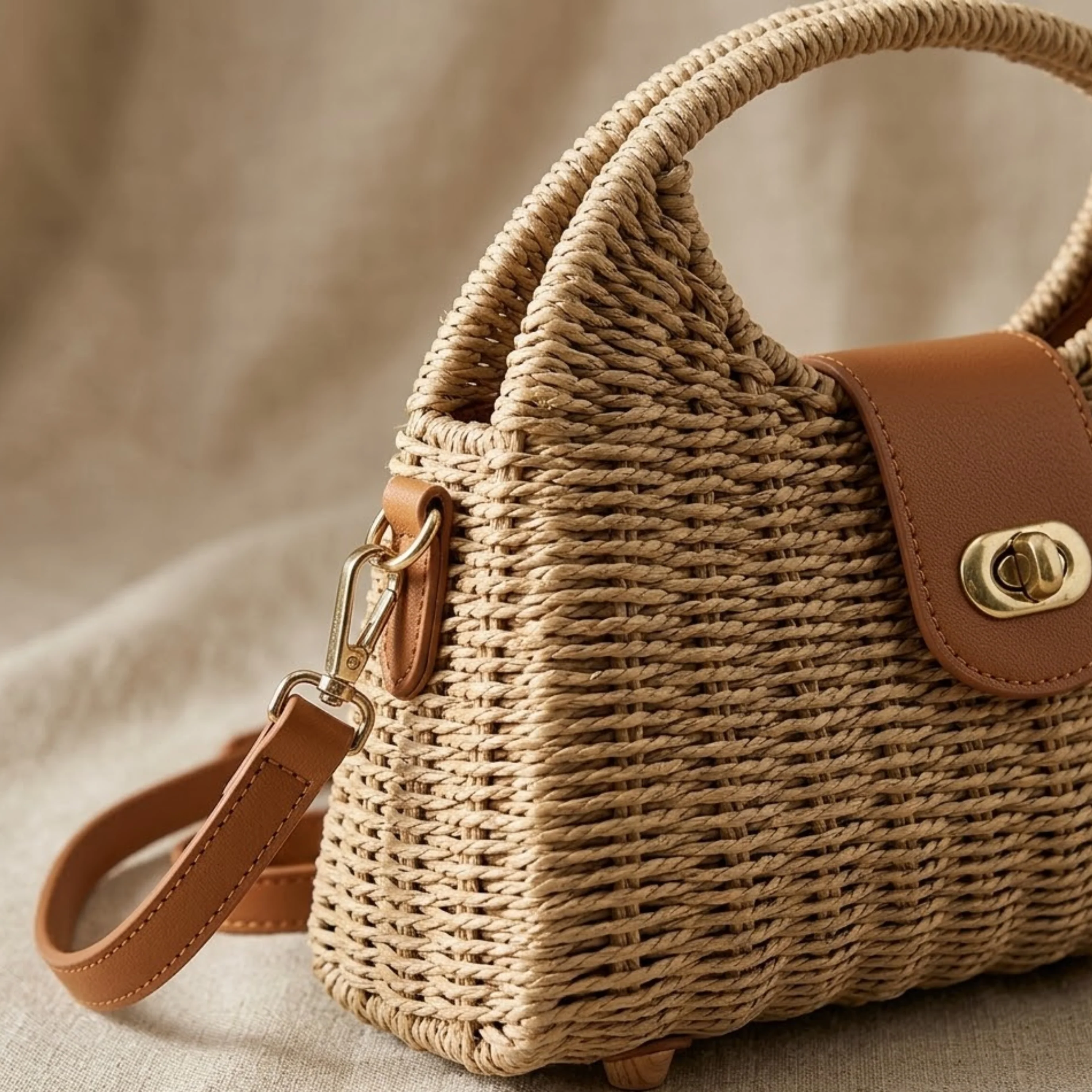 Chic Straw Woven Crossbody Shoulder Bag – Sustainable Bag - Image 3