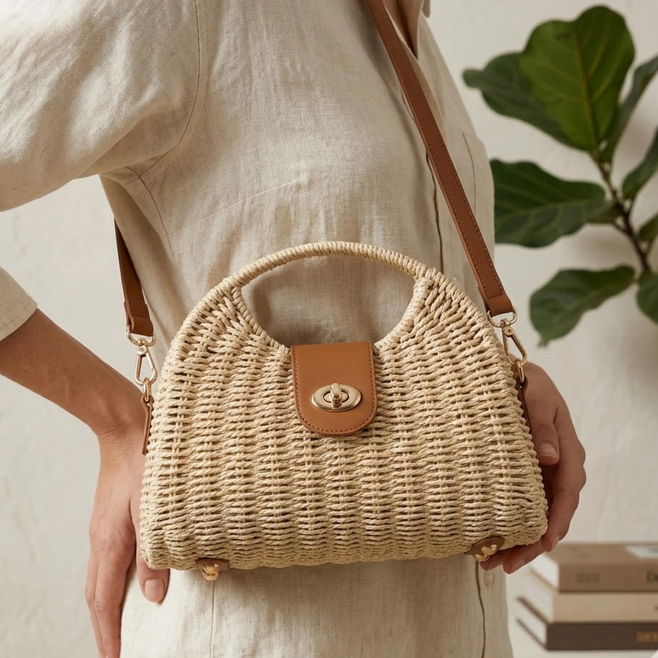 Chic Straw Woven Crossbody Shoulder Bag – Sustainable Bag - Image 6