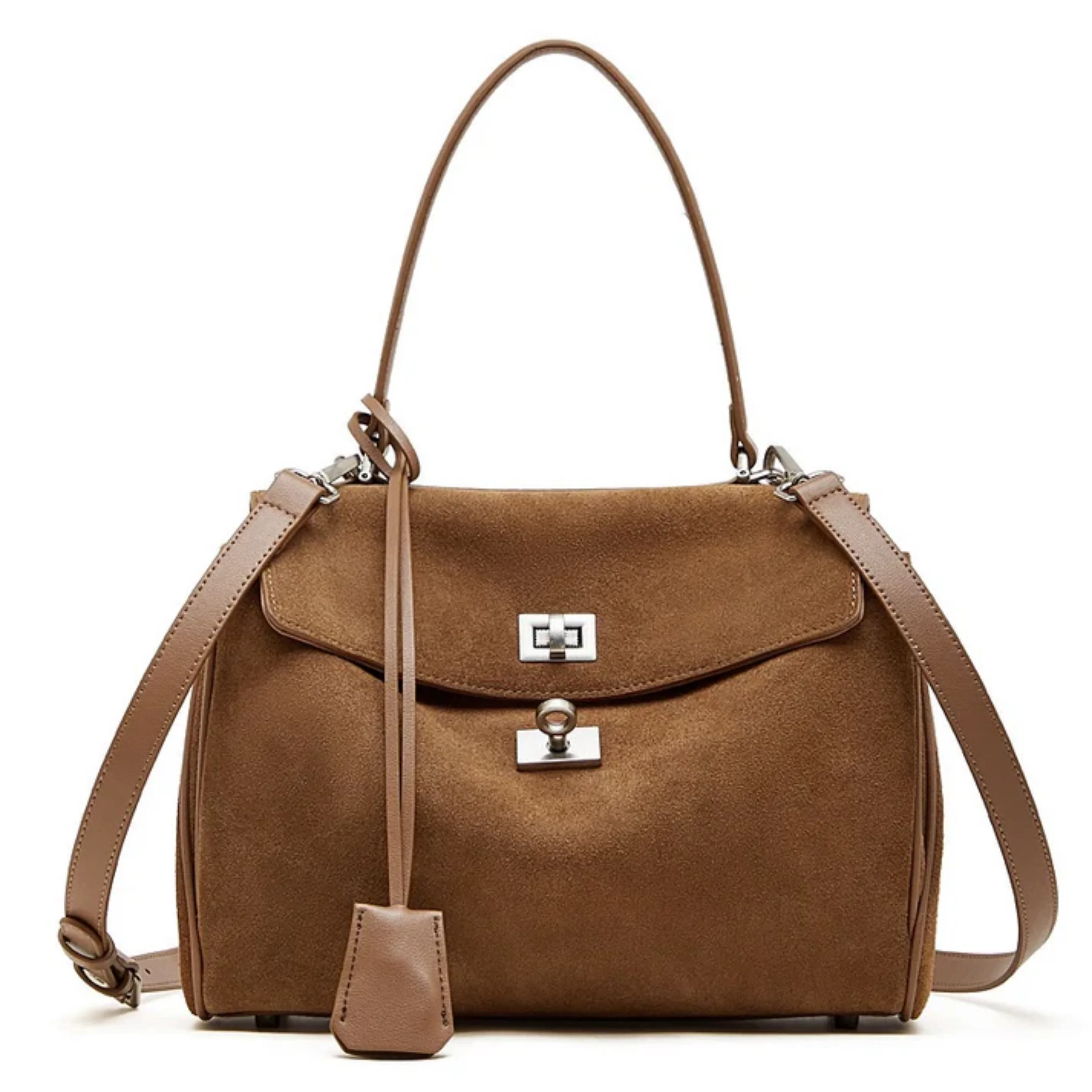 Sylvae Soft Suede Genuine Leather Top-Handle Bag - Image 3