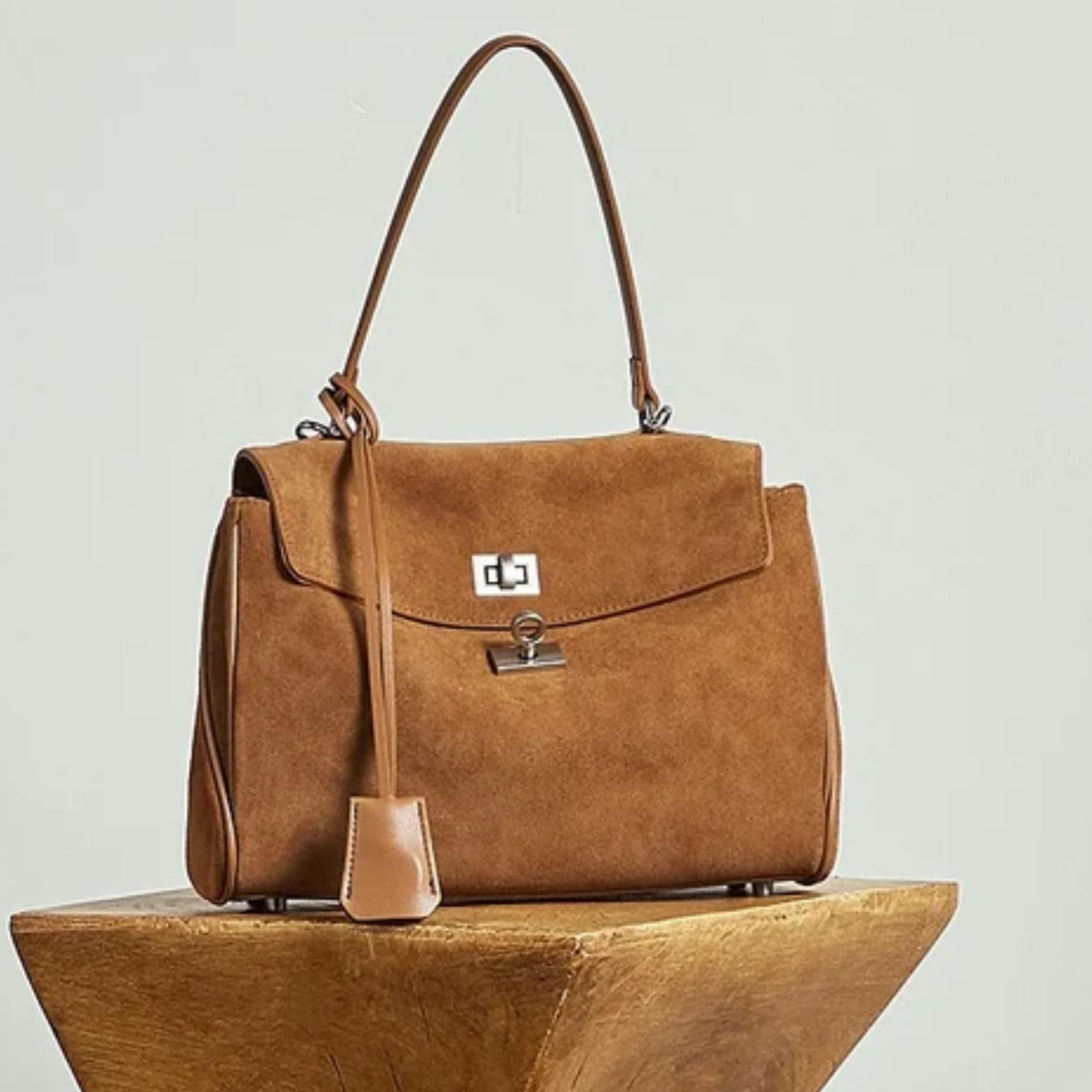 Sylvae Soft Suede Genuine Leather Top-Handle Bag - Image 4