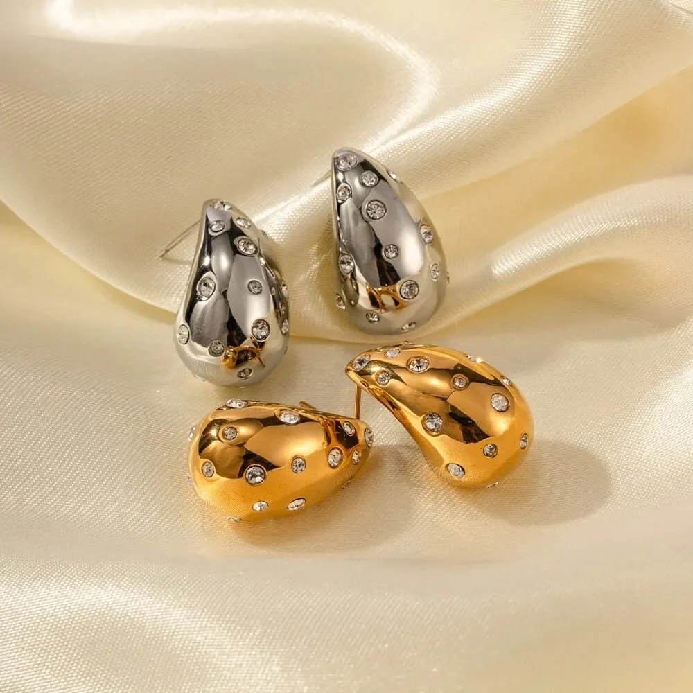 Luxury Tara Teardrop Diamond Earrings - 18K Gold & Silver Plated - Image 3