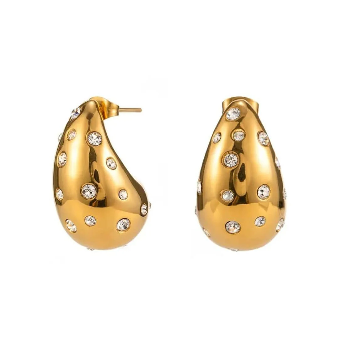 Luxury Tara Teardrop Diamond Earrings - 18K Gold & Silver Plated - Image 5