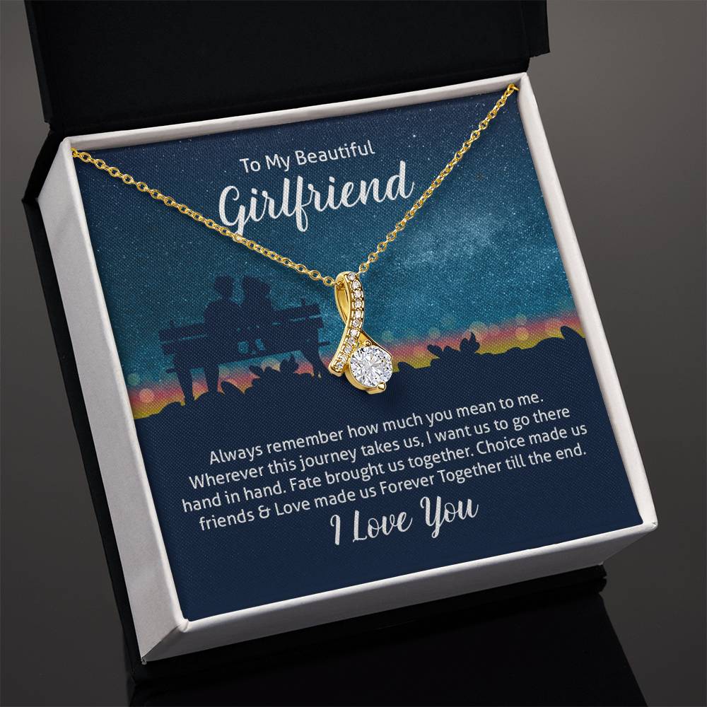 To My Girlfriend Ribbon Pendant Necklace - Image 2