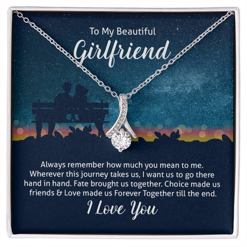 To My Girlfriend Ribbon Pendant Necklace - Image 4