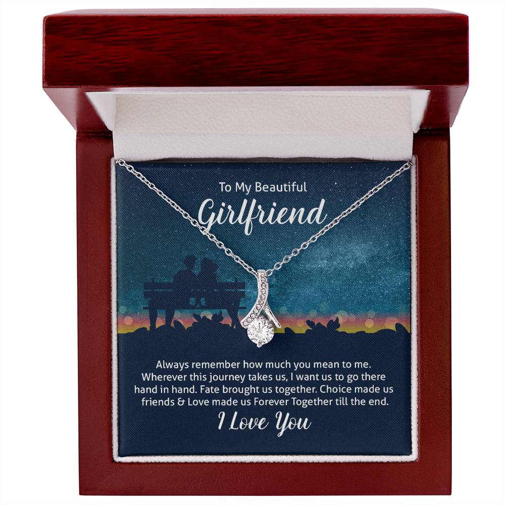 To My Girlfriend Ribbon Pendant Necklace - Image 5