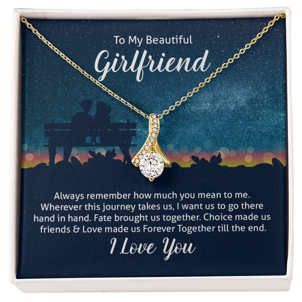 To My Girlfriend Ribbon Pendant Necklace - Image 6