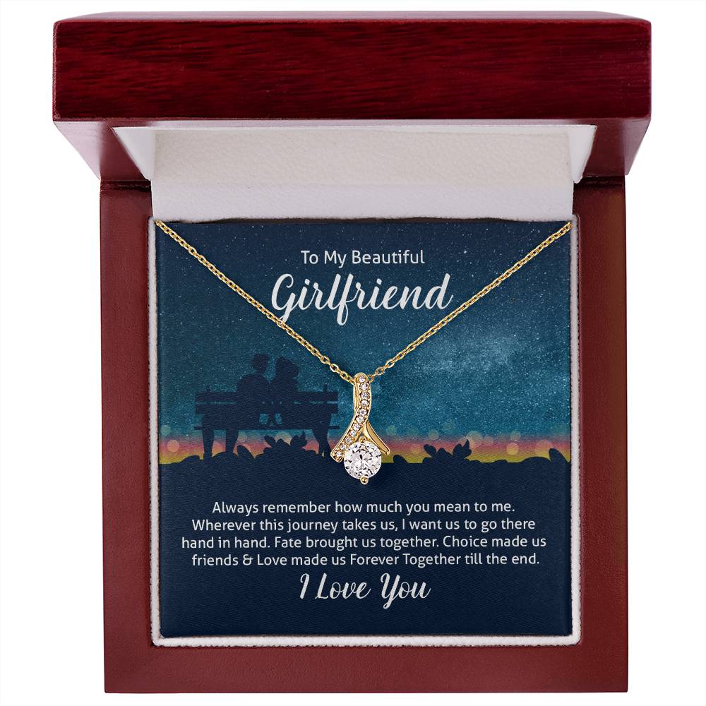 To My Girlfriend Ribbon Pendant Necklace - Image 7
