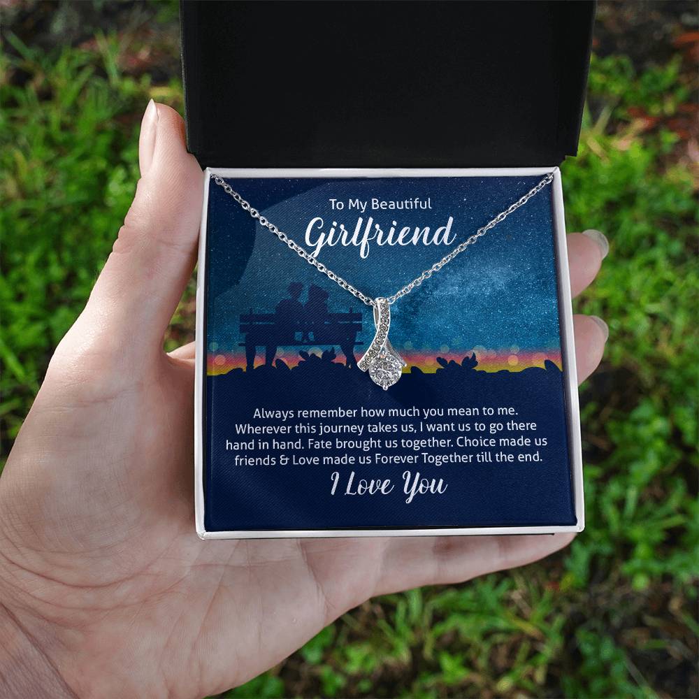 To My Girlfriend Ribbon Pendant Necklace - Image 8