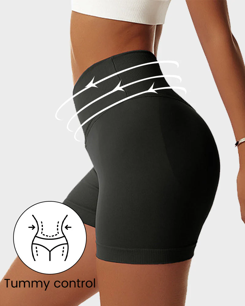 V-Cross Waist Butt Lifting Fitness Shorts - Image 21