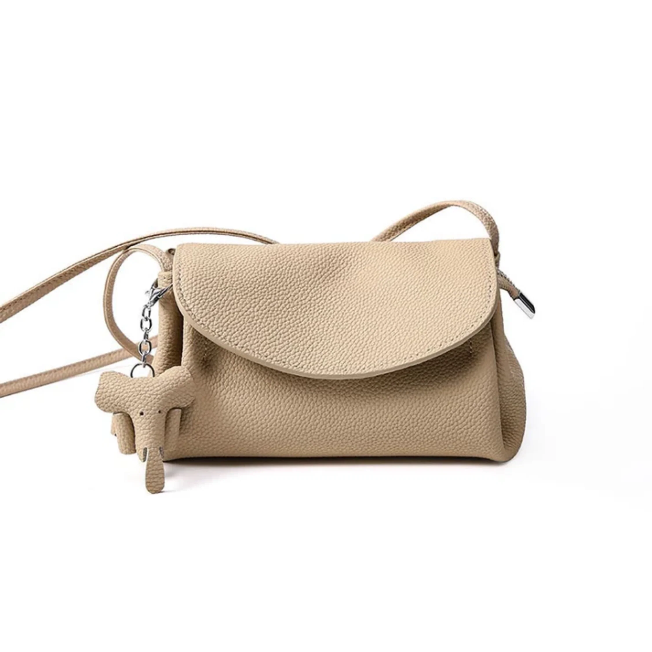 Vaelisse Genuine Leather Crossbody Bag with Mini Elephant Pendant - Image 2