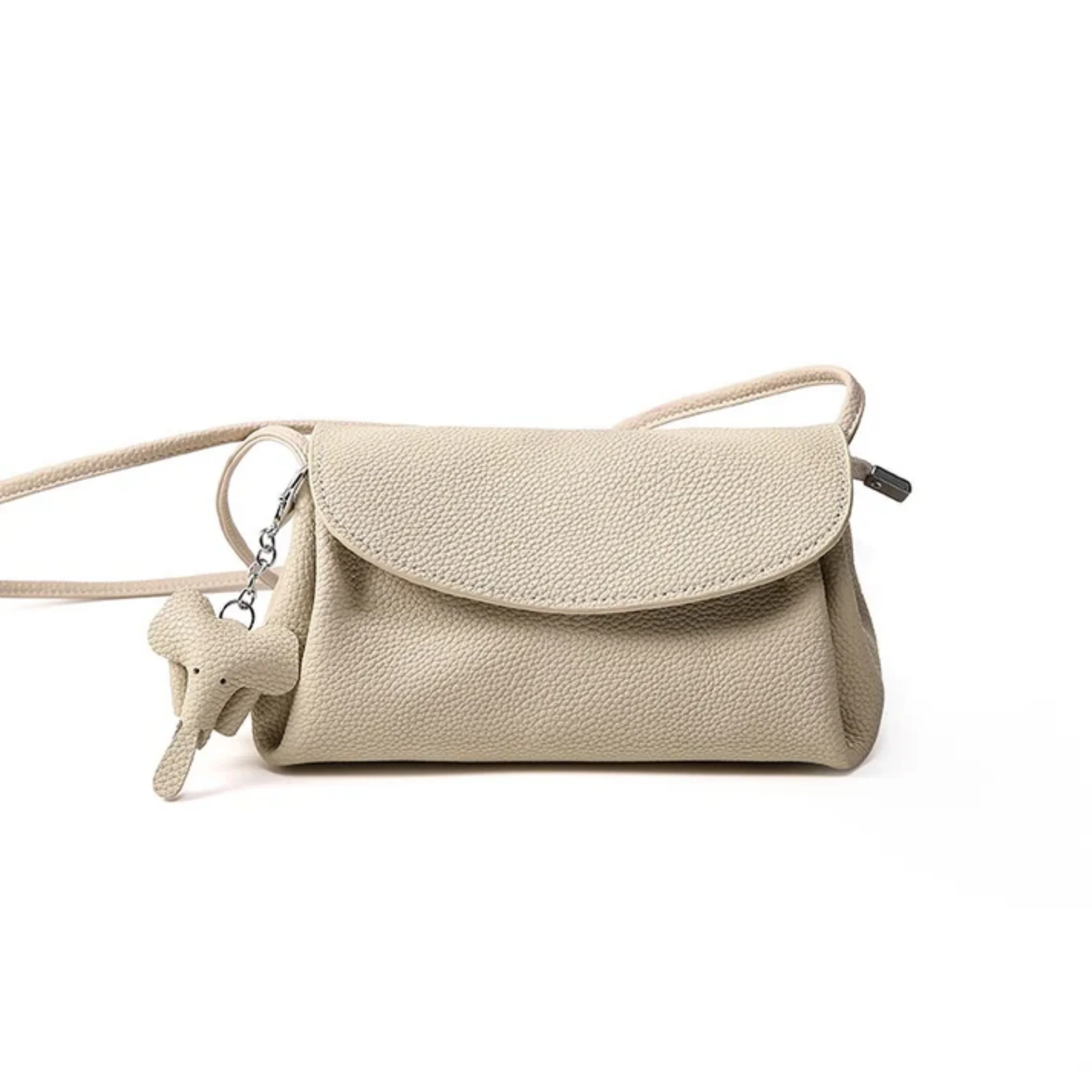 Vaelisse Genuine Leather Crossbody Bag with Mini Elephant Pendant - Image 3