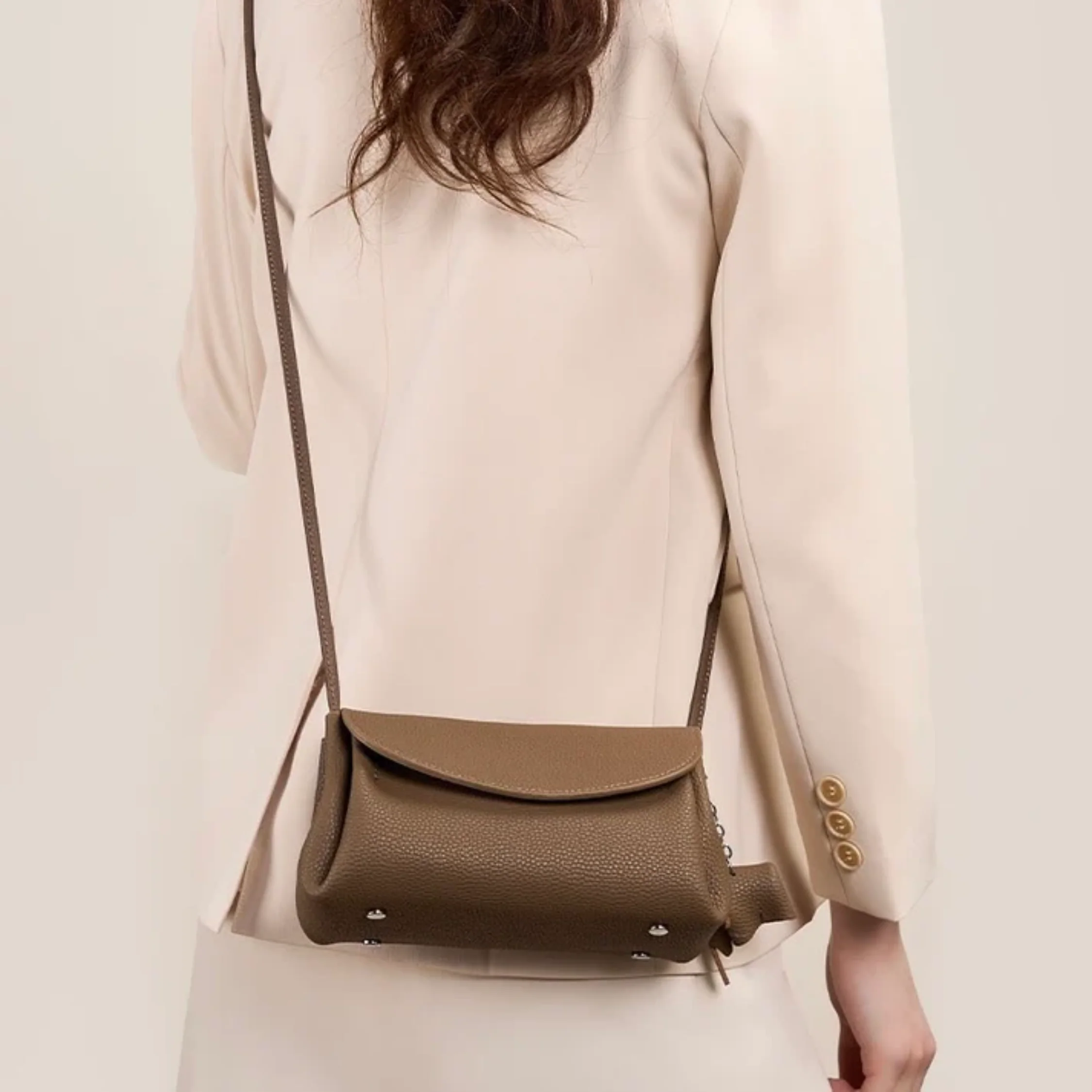 Vaelisse Genuine Leather Crossbody Bag with Mini Elephant Pendant - Image 7