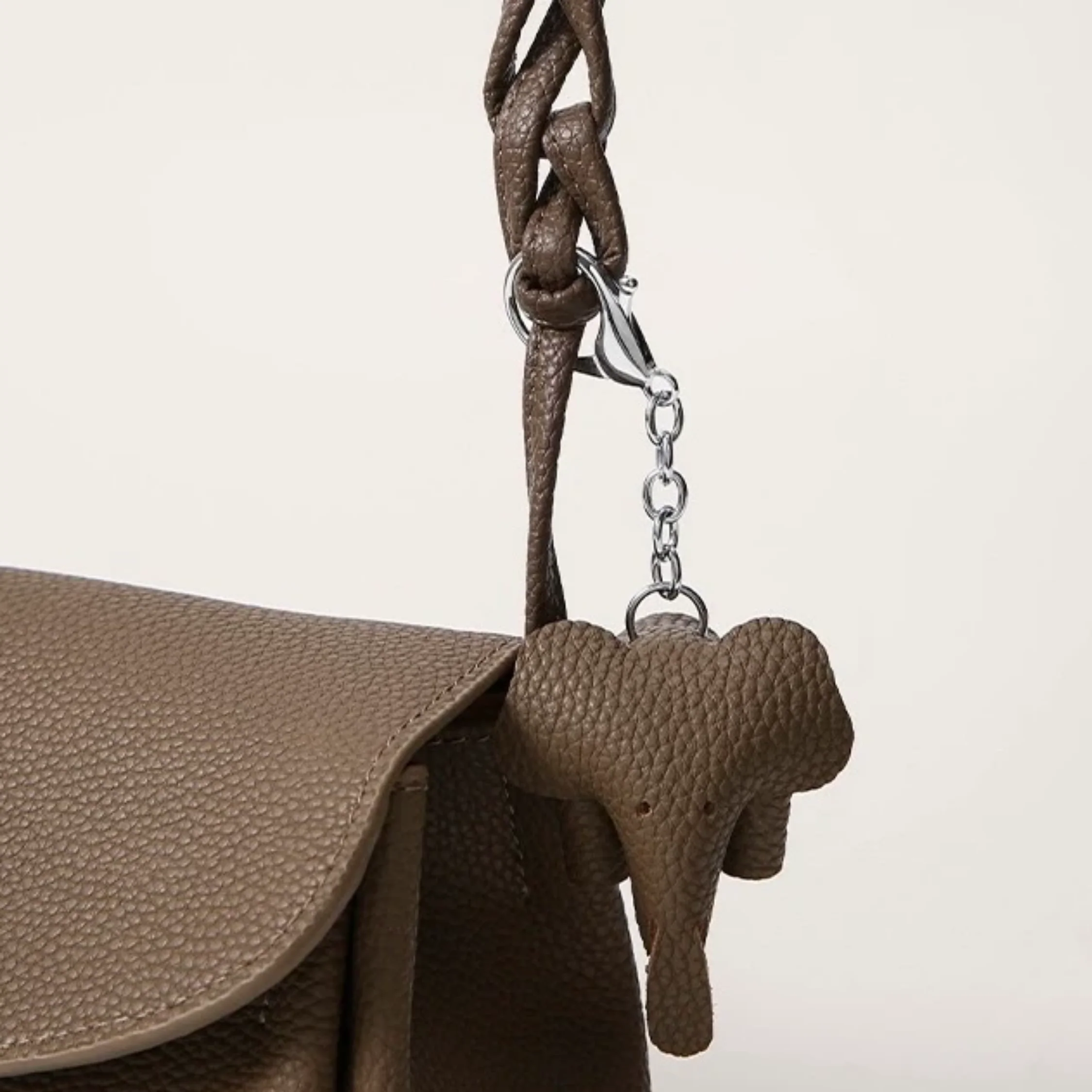 Vaelisse Genuine Leather Crossbody Bag with Mini Elephant Pendant - Image 8