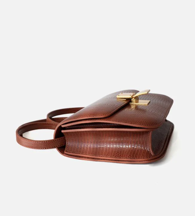 Valentina Lizard-Textured Leather Crossbody - Image 4