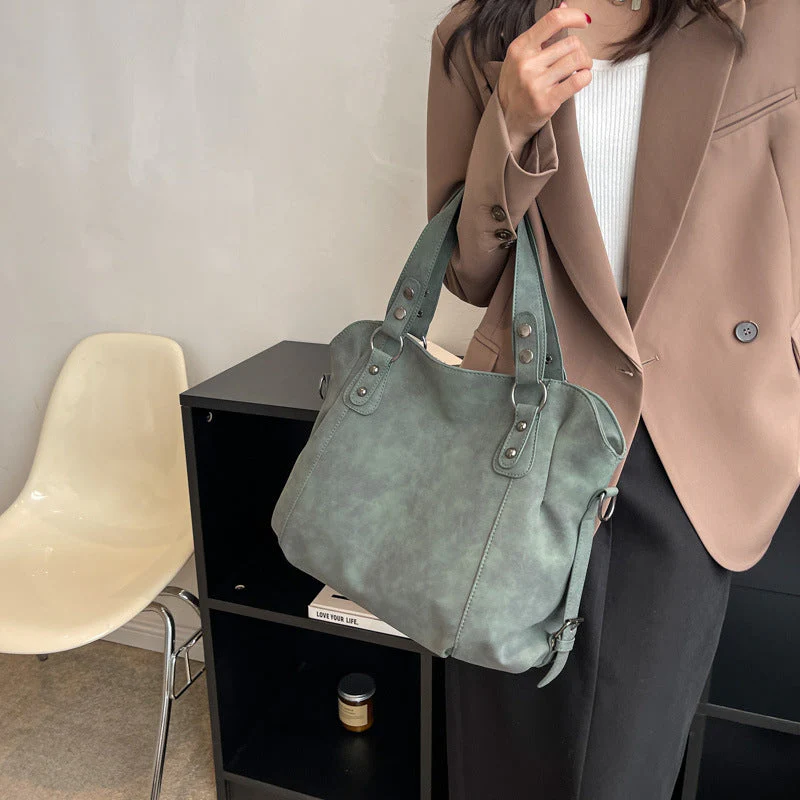 Velvet Voyage Vintage Vegan Suede-Style Crossbody Tote - Image 19