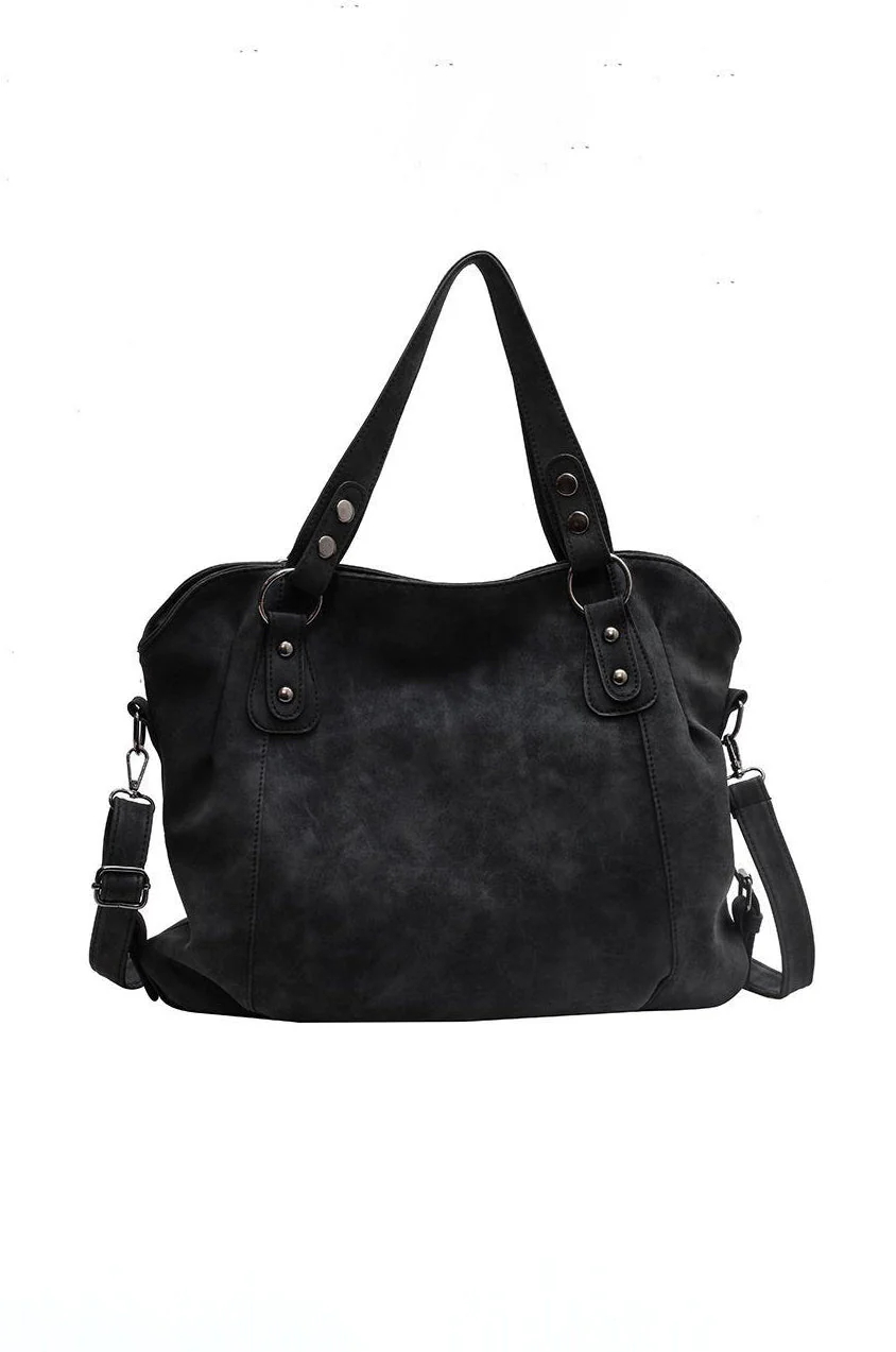 Velvet Voyage Vintage Vegan Suede-Style Crossbody Tote - Image 4