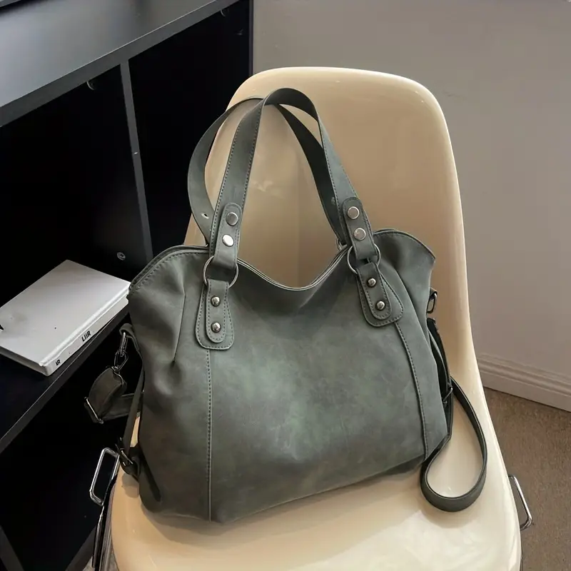 Velvet Voyage Vintage Vegan Suede-Style Crossbody Tote - Image 8