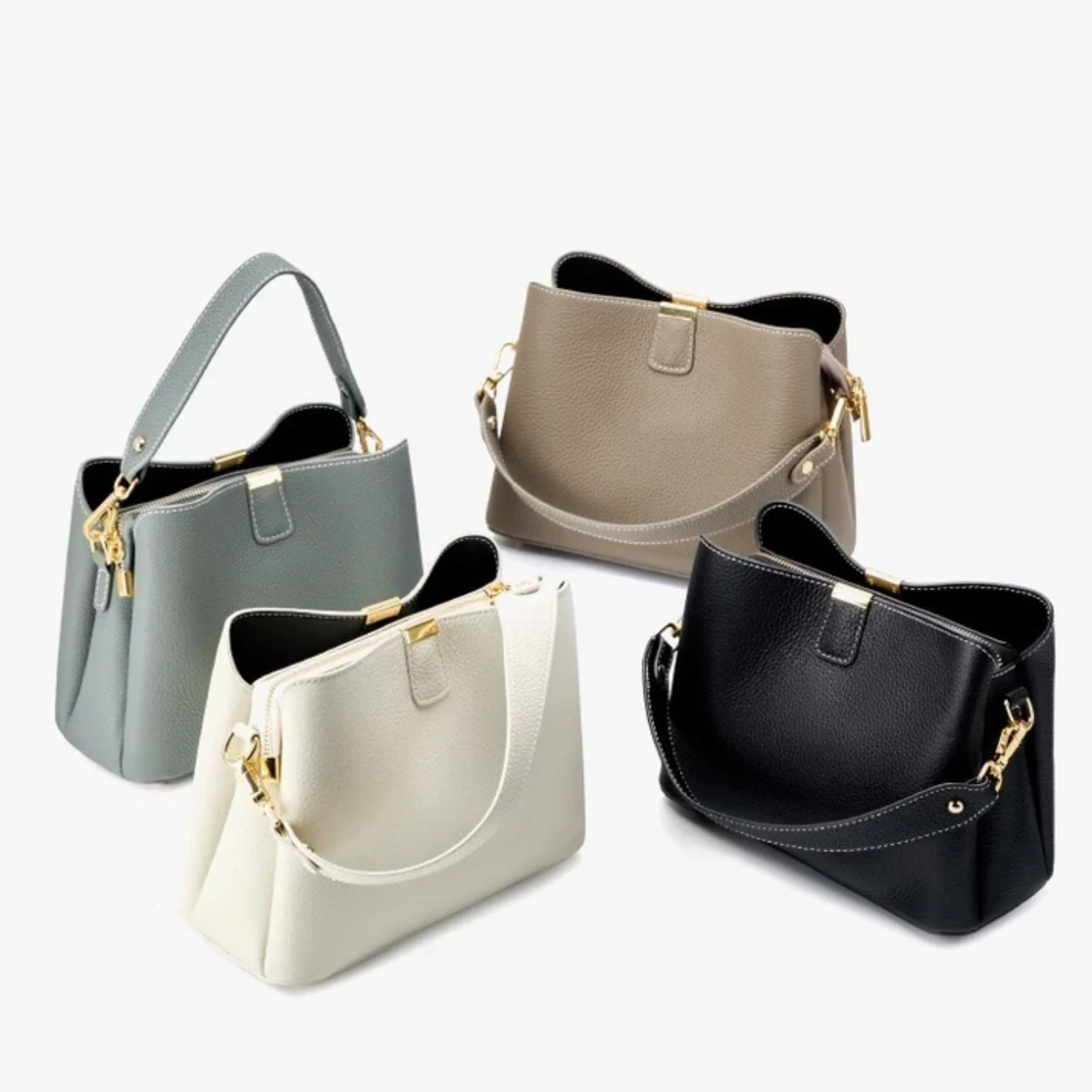 Verona Genuine Leather Bucket Handbag - Image 6