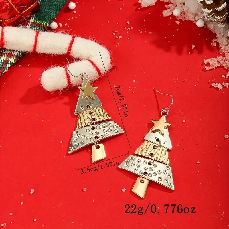 Vintage Metallic Christmas Tree Earrings - Image 5