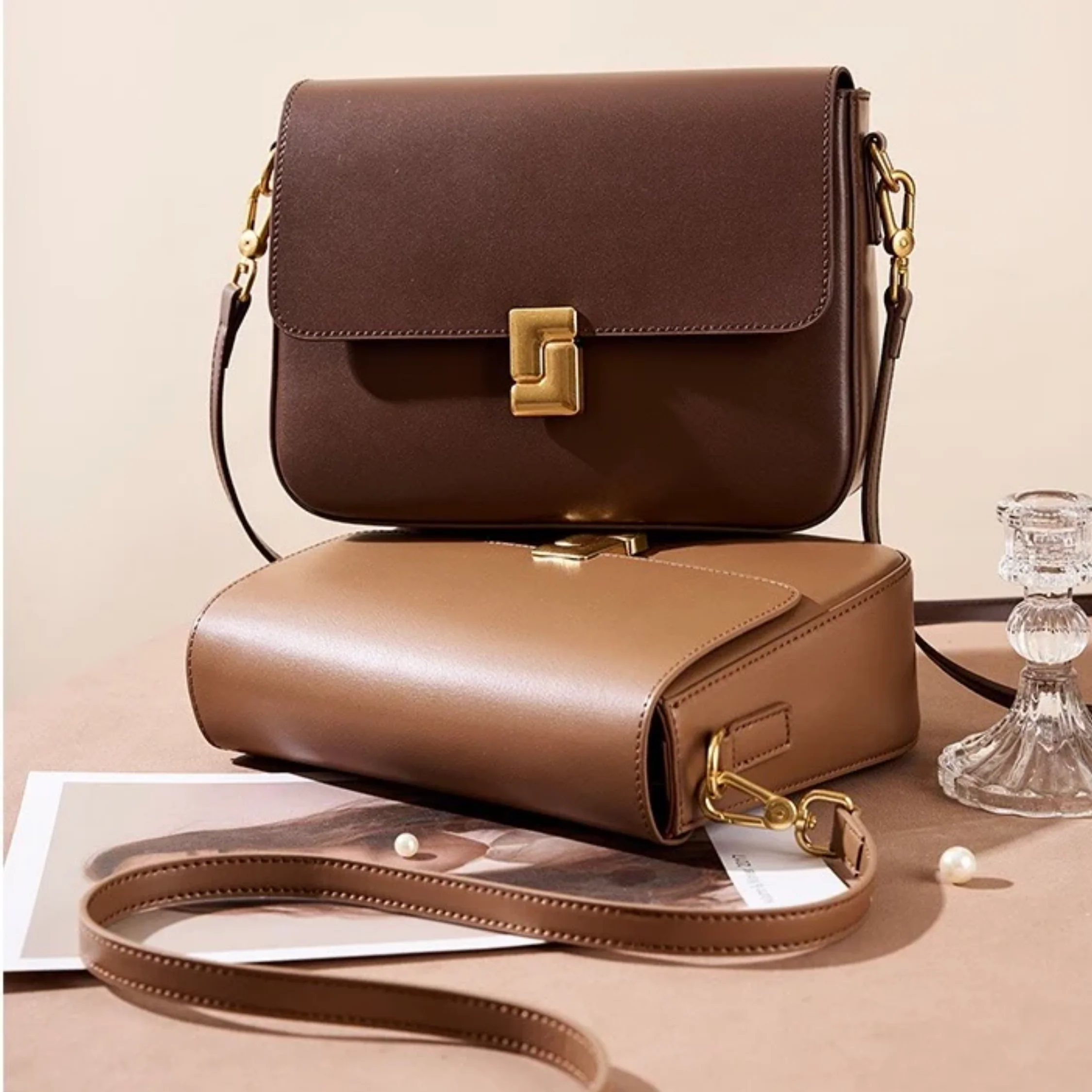 Violethé Genuine Leather Shoulder Box Bag - Image 9