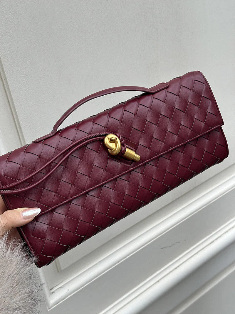 Chic Woven Vegan Leather Clutch - Image 11