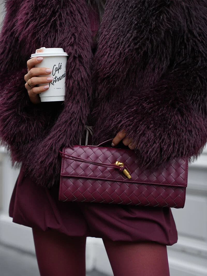 Chic Woven Vegan Leather Clutch - Image 13