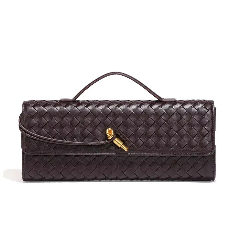 Chic Woven Vegan Leather Clutch - Image 3