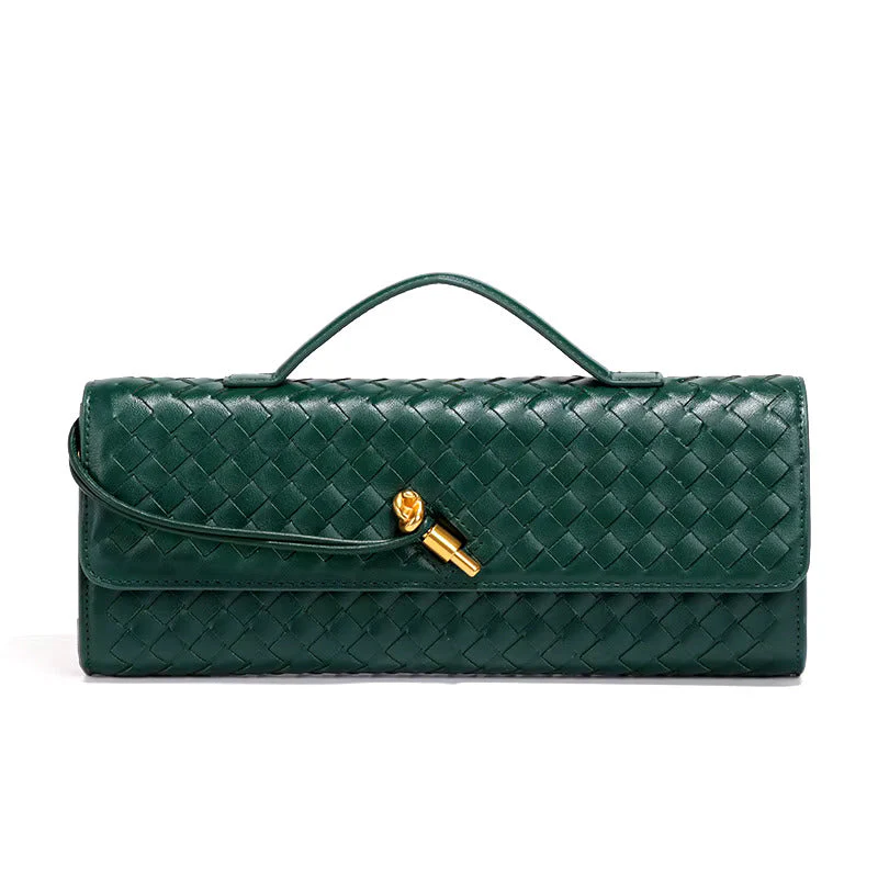 Chic Woven Vegan Leather Clutch - Image 4