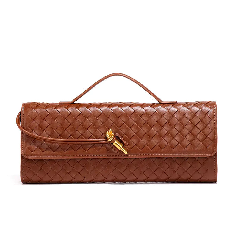 Chic Woven Vegan Leather Clutch - Image 5