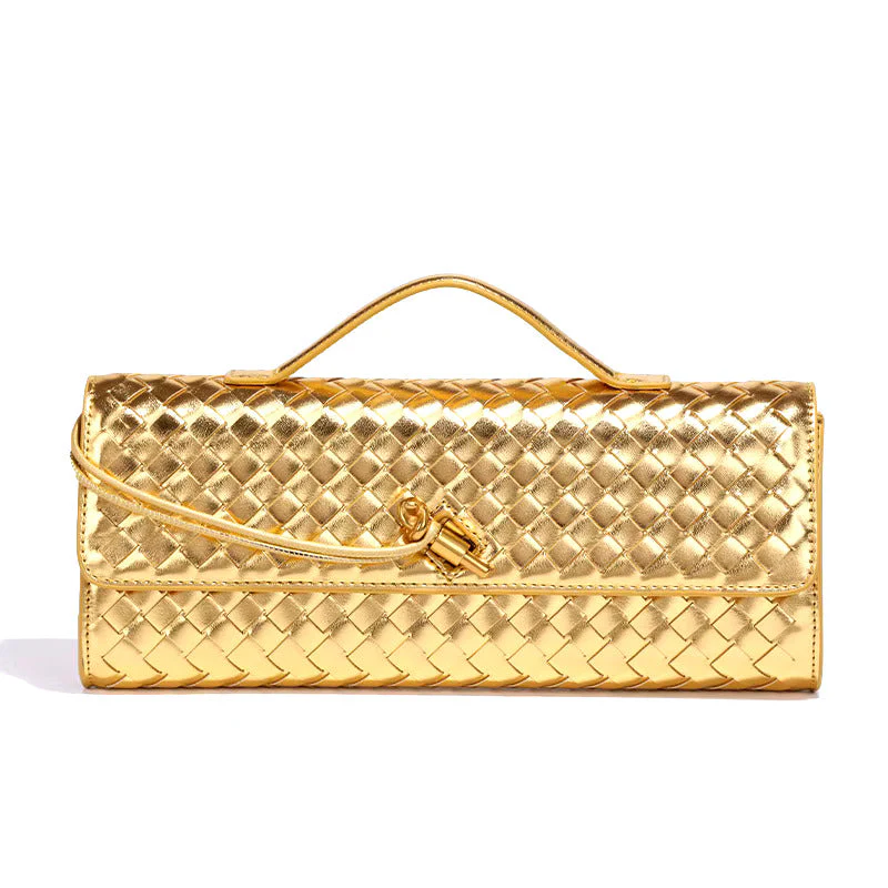 Chic Woven Vegan Leather Clutch - Image 6