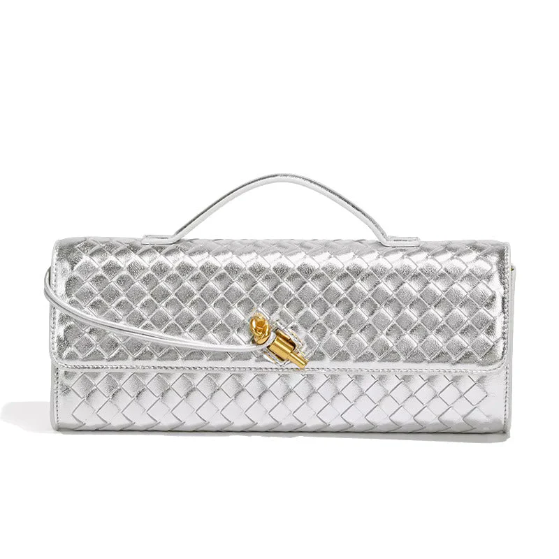 Chic Woven Vegan Leather Clutch - Image 7