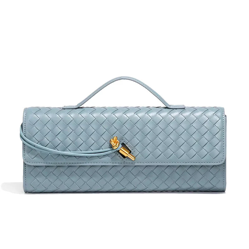 Chic Woven Vegan Leather Clutch - Image 8