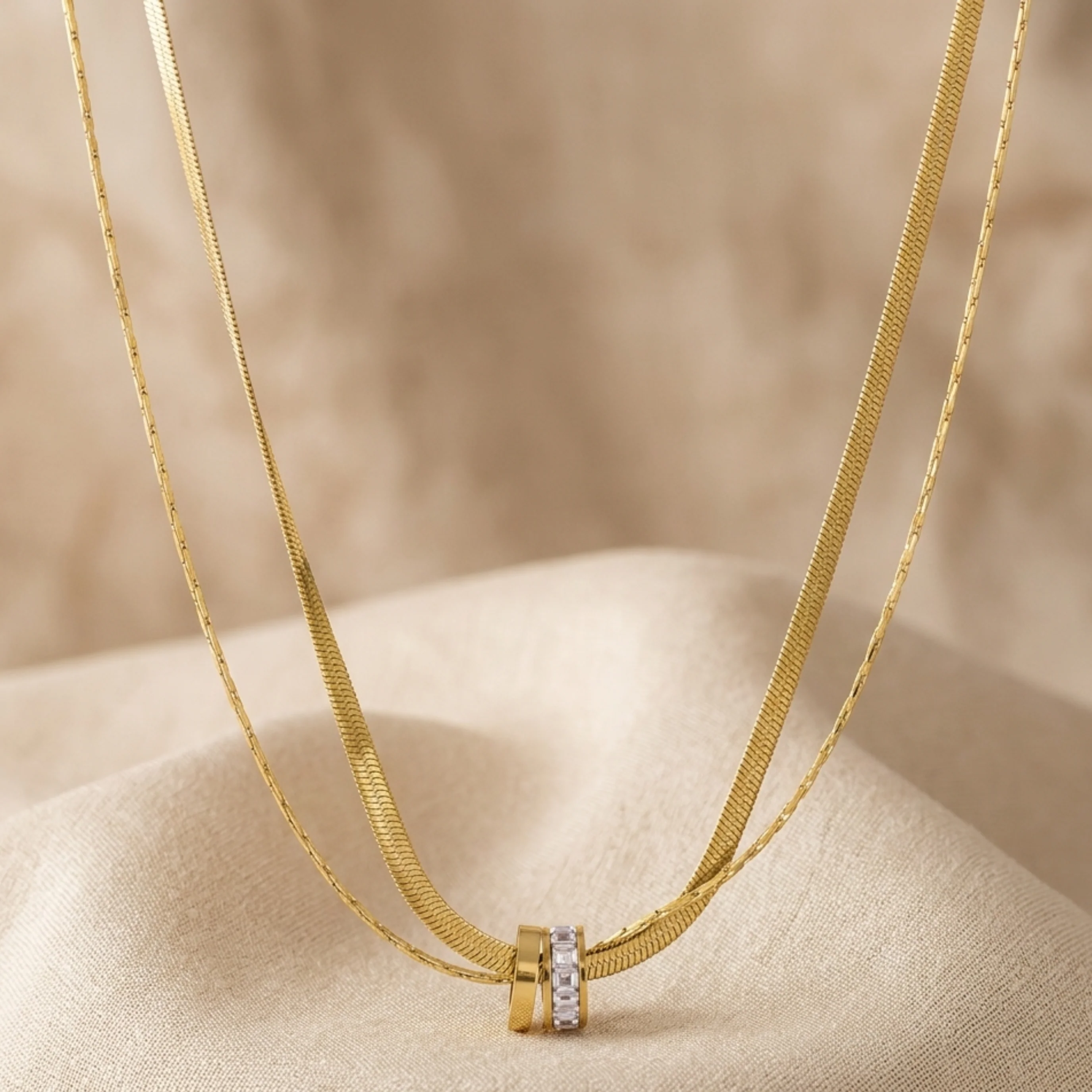 Virelle Gilded Rings Layered Necklace