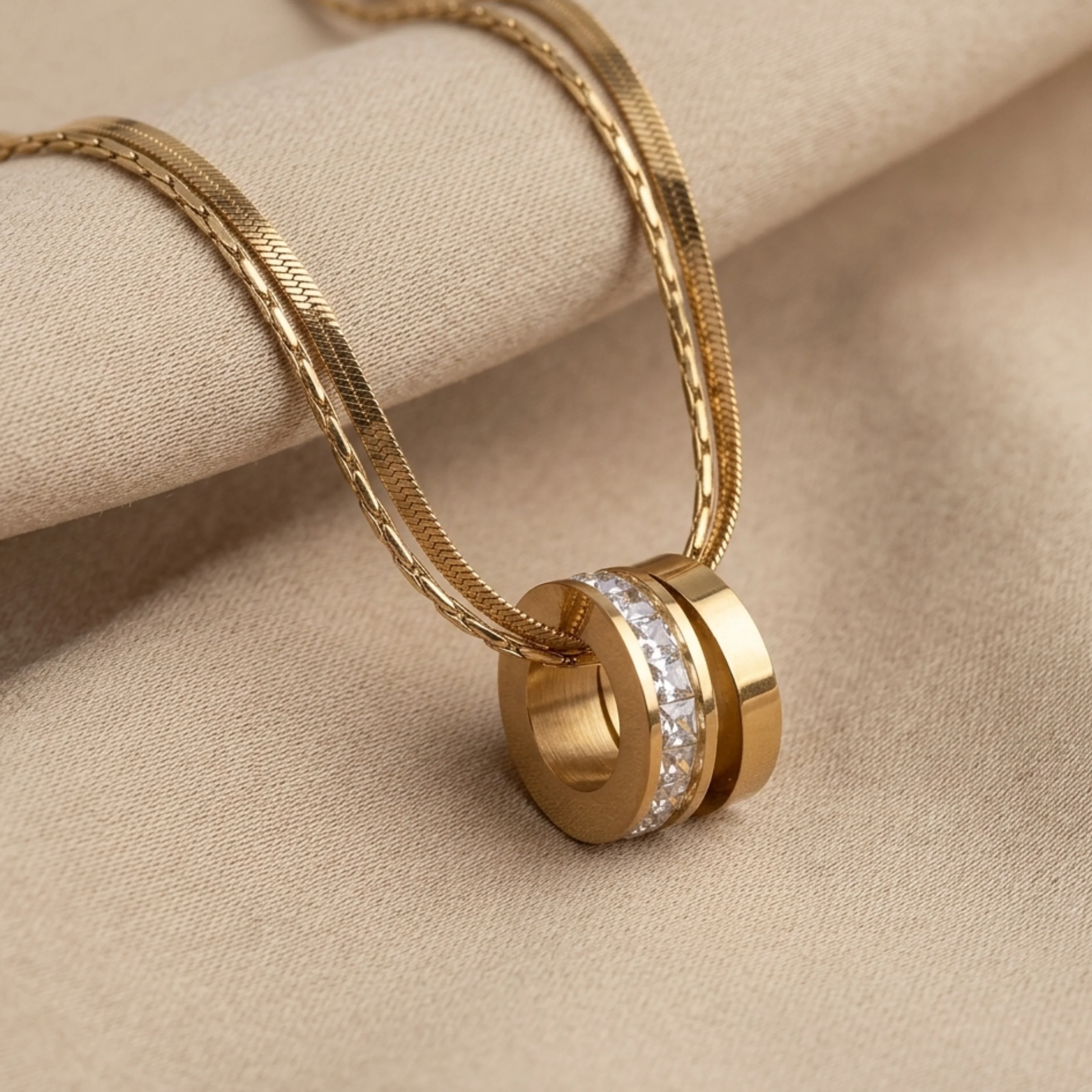 Virelle Gilded Rings Layered Necklace - Image 2