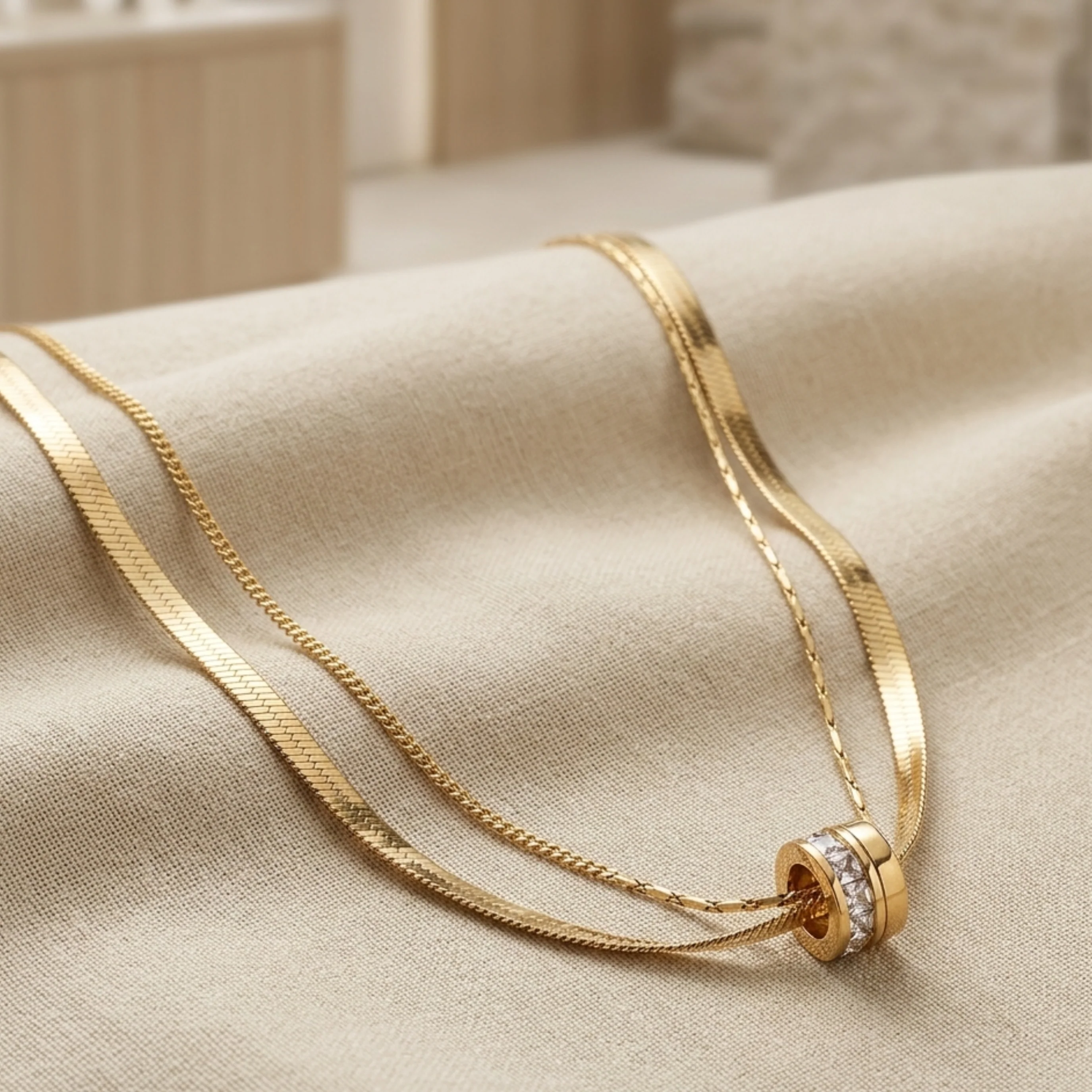 Virelle Gilded Rings Layered Necklace - Image 3
