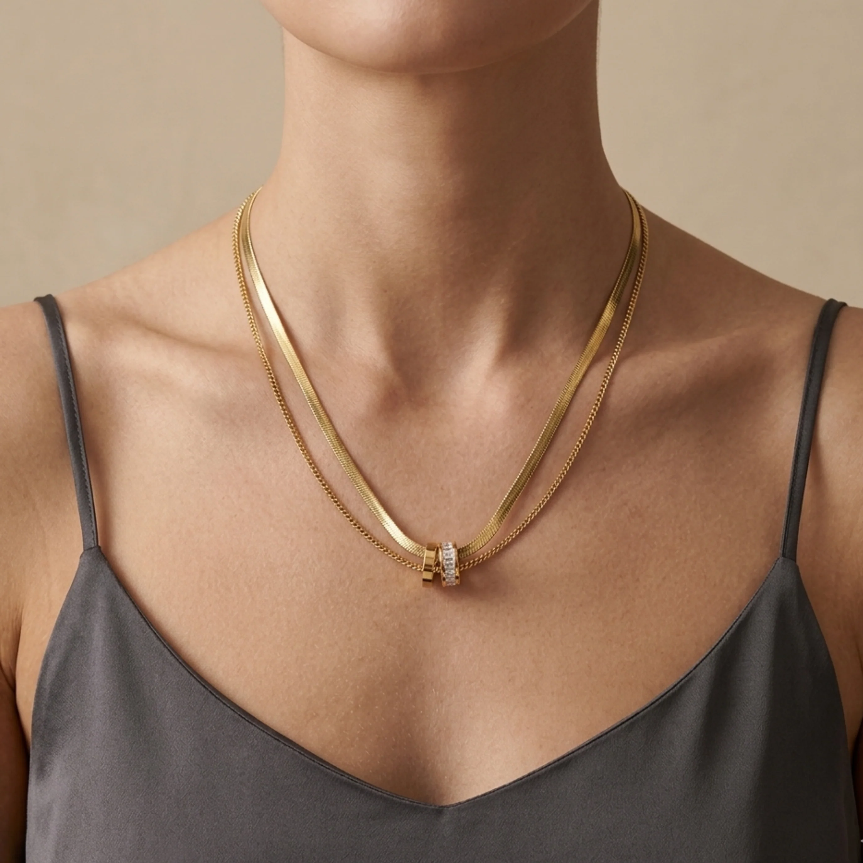 Virelle Gilded Rings Layered Necklace - Image 4