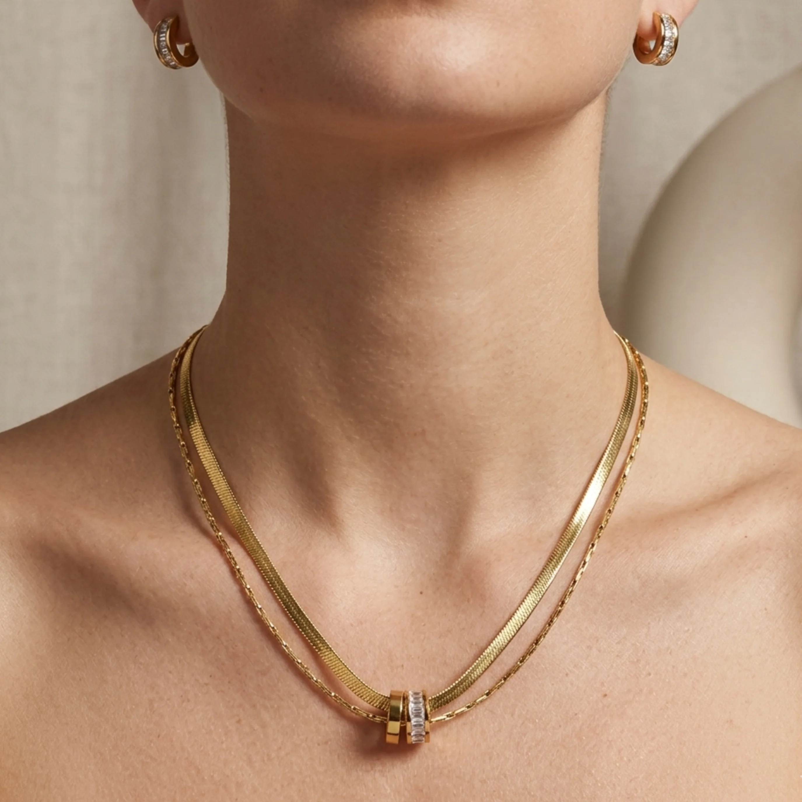 Virelle Gilded Rings Layered Necklace - Image 5