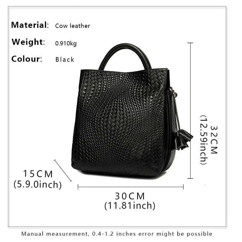 Woven Leather Bucket Bag - Image 3